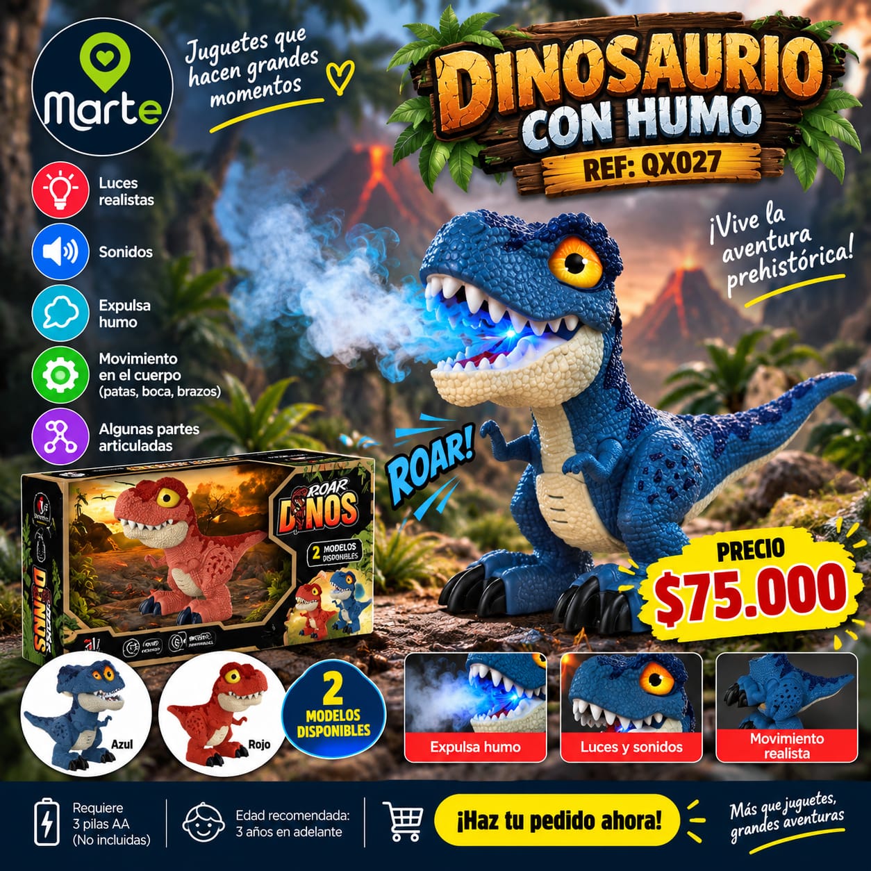 Dinosaurio con humo